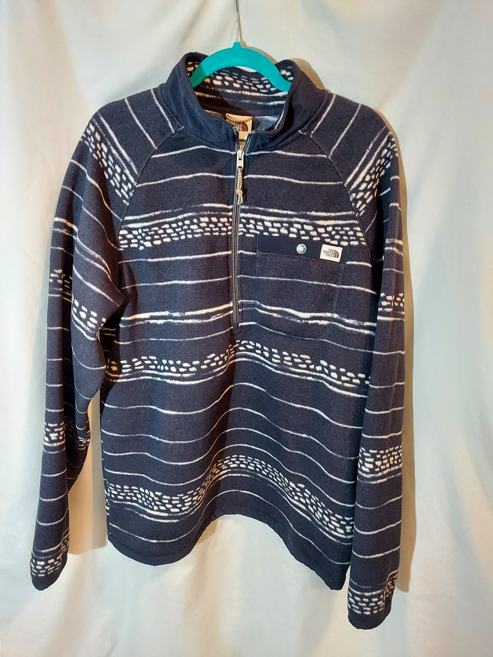 The North Face Printed Gordon Lyons 1/4 Zip Fleece Aviator Navy Kilim Stripe L